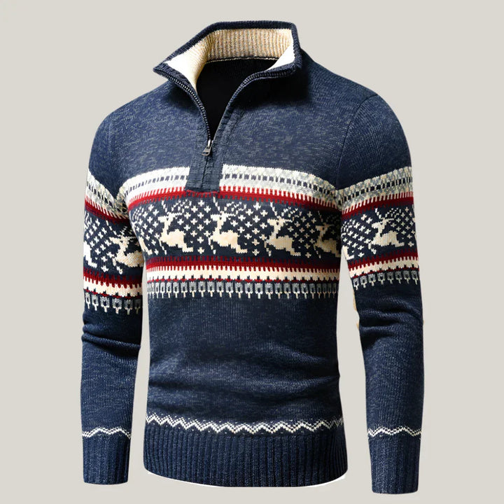 Nordic Half-Zip Pullover | Norwegischer Weihnachtspullover für Herren