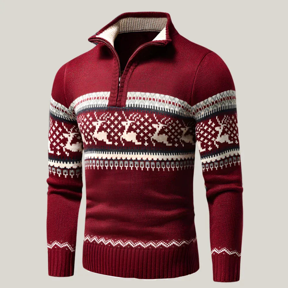 Nordic Half-Zip Pullover | Norwegischer Weihnachtspullover für Herren