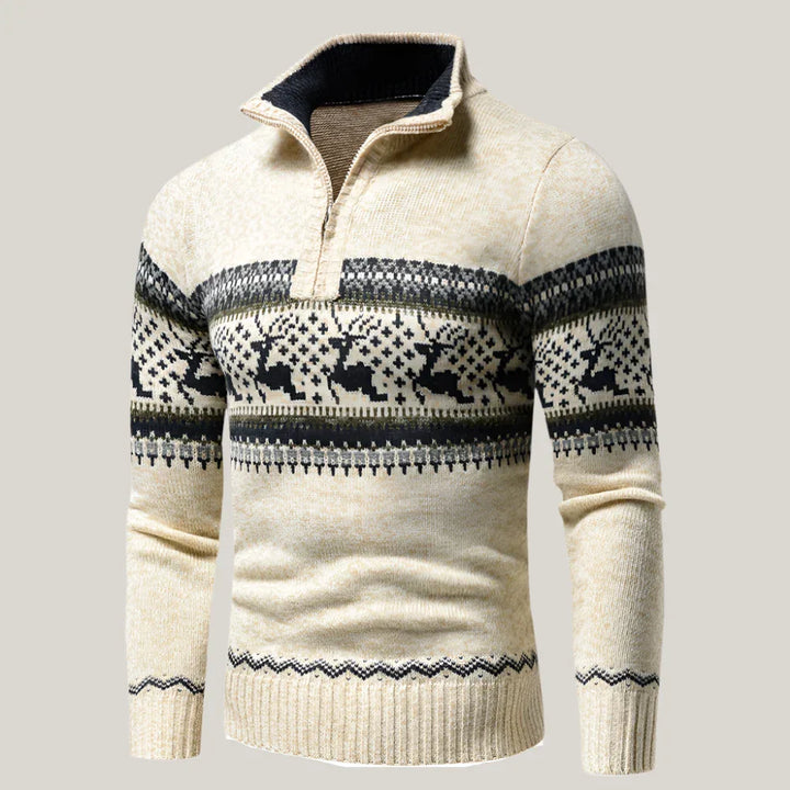 Nordic Half-Zip Pullover | Norwegischer Weihnachtspullover für Herren